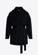 Ribbed-Knit Belted Cardigan