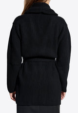 Ribbed-Knit Belted Cardigan