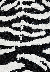 Balmain Zebra Motif Sequined Mini Dress Monochrome DFAR9344 PC52-EAB