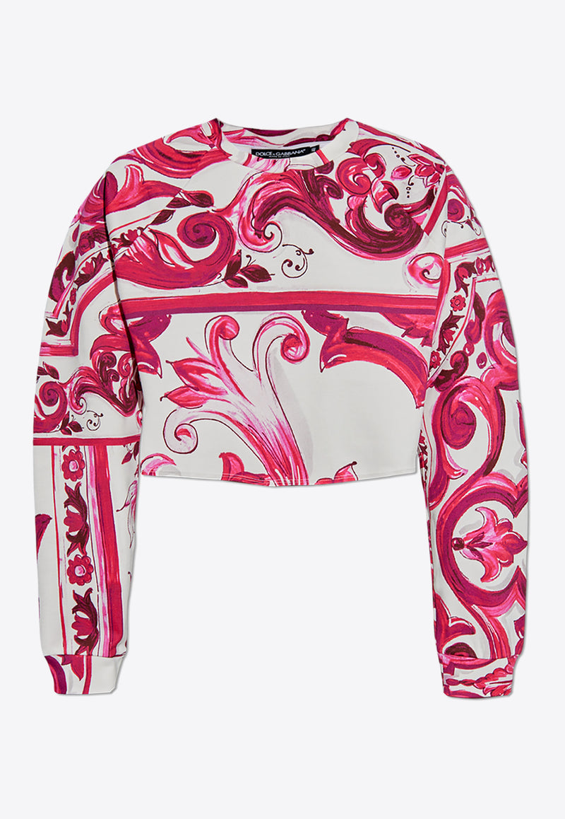 Dolce & Gabbana Majolica Print Cropped T-shirt F9N61T HS7MQ-HE3TN