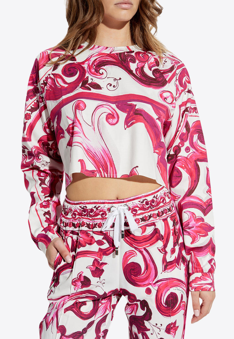 Dolce & Gabbana Majolica Print Cropped T-shirt F9N61T HS7MQ-HE3TN