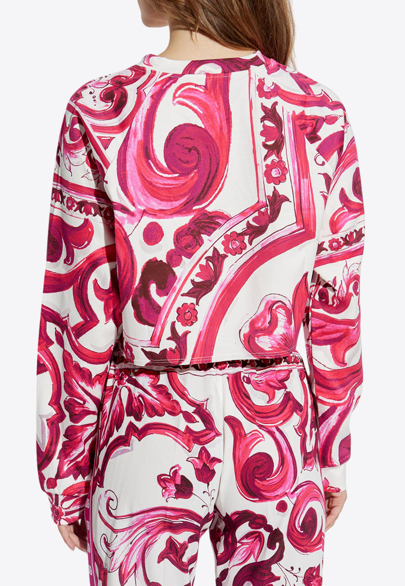 Dolce & Gabbana Majolica Print Cropped T-shirt F9N61T HS7MQ-HE3TN