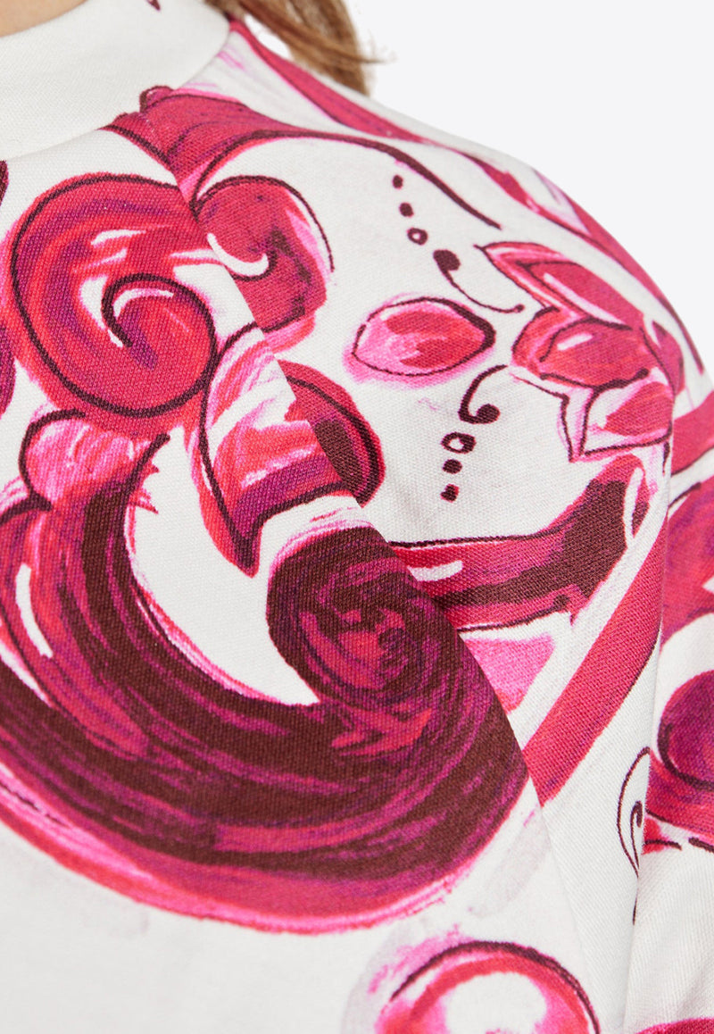 Dolce & Gabbana Majolica Print Cropped T-shirt F9N61T HS7MQ-HE3TN