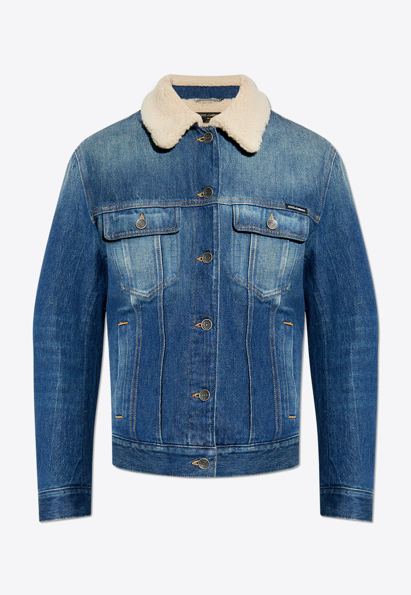 Dolce & Gabbana Faux-Fur Collar Denim Jacket F9S11D G8LW1-S9001