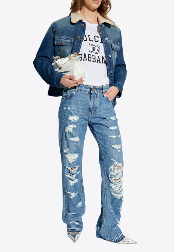 Dolce & Gabbana Faux-Fur Collar Denim Jacket F9S11D G8LW1-S9001