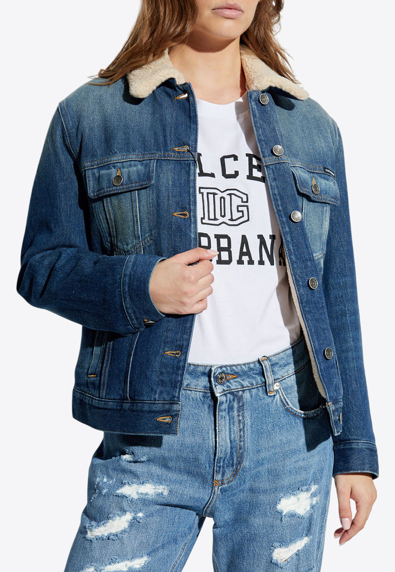Dolce & Gabbana Faux-Fur Collar Denim Jacket F9S11D G8LW1-S9001
