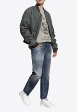 Logo Plaque Straight-Leg Faded Jeans