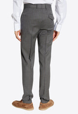 Tailored Pinstriped Wool-Blend Pants