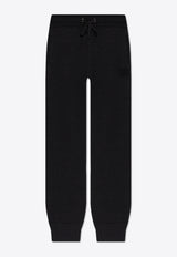 بنطال رياضي من مزيج الصوف بشعار الماركة