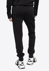 بنطال رياضي من مزيج الصوف بشعار الماركة