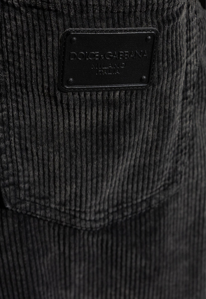 Dolce & Gabbana Logo Plaque Oversized Corduroy Pants GWVNXT G8LI1-N0000