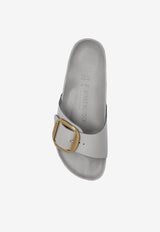 Birkenstock Madrid Big Buckle Leather Slides Gray 1029534 0-HIGH SHINE STONE COIN