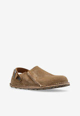 Birkenstock Lutry Suede Slippers with Buckled Strap Taupe 1025297 0-GRAY TAUPE