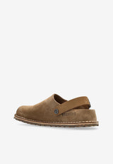 Birkenstock Lutry Suede Slippers with Buckled Strap Taupe 1025297 0-GRAY TAUPE