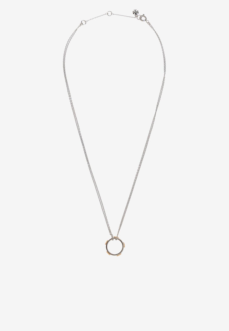 Tory Burch Miller Stud Pendant Chain Necklace 160172 0-961