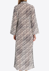 فستان قفطان طويل بشعار هندسي الشكل