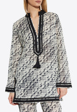 فستان تونيك قصير بشعار الماركة