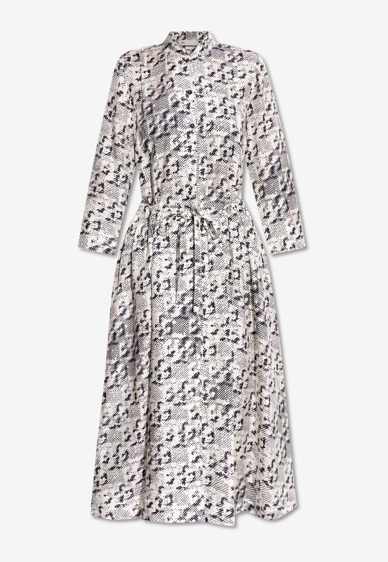 Tory Burch T Monogram Print Midi Shirt Dress 169073 0-113
