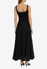 فستان من الدانتيل بطول منتصف الساق ونمط زهور