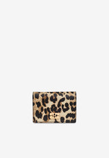 Leopard Print Wallet with Logo Plaque