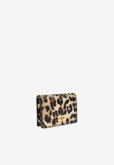 Leopard Print Wallet with Logo Plaque