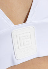 بكيني بحمالات عنق مع رقعة شعار الماركة