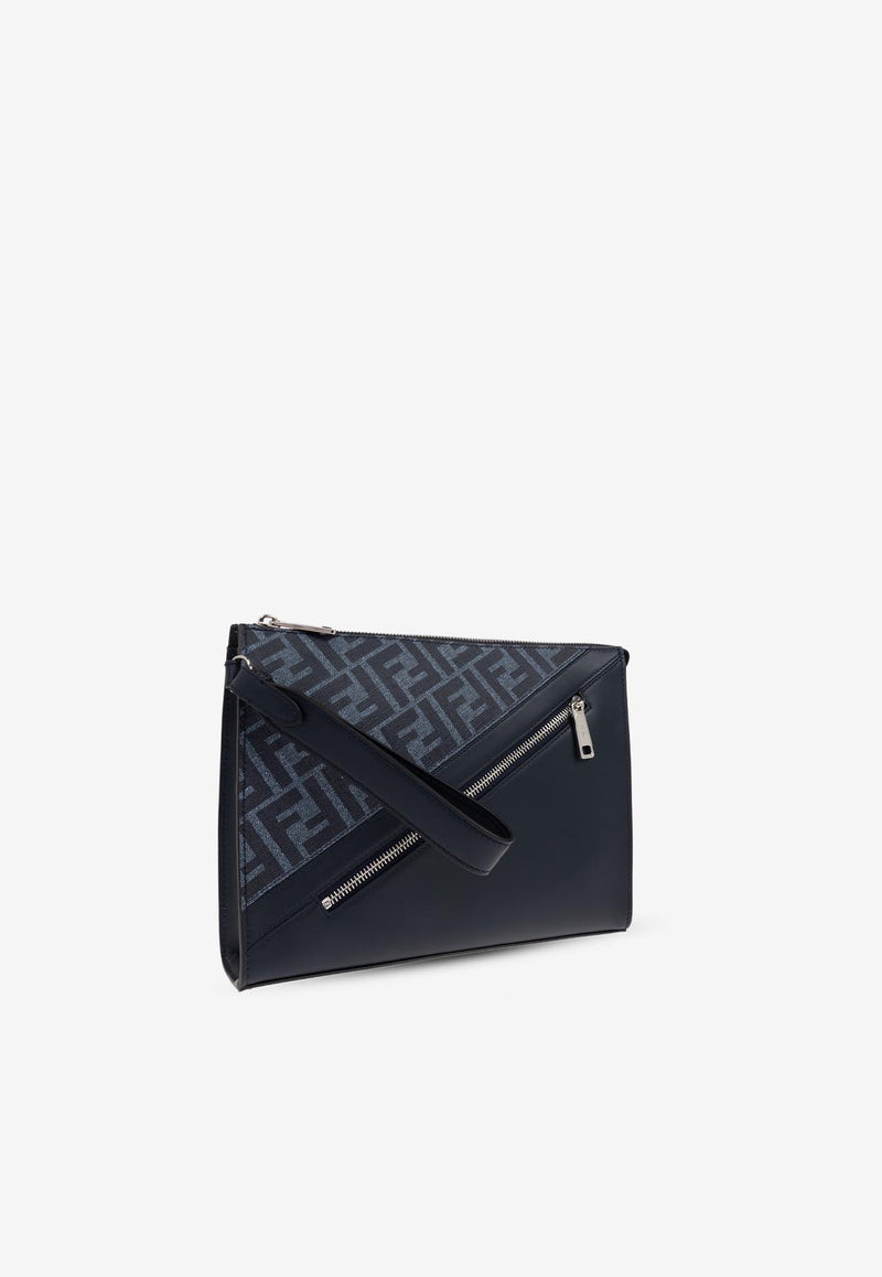 Fendi Diagonal FF Monogram Flat Pouch Bag 7VA491 ASIC-F1O97