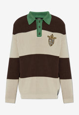 Logo Patch Stripe Polo Sweater