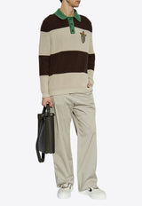 Logo Patch Stripe Polo Sweater
