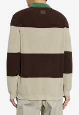 Logo Patch Stripe Polo Sweater