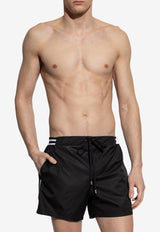 Balmain Logo Print Swim Shorts Black KĄPIELOWE BWB641600 0-001