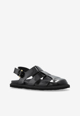 Brushed Leather Cut-Out Sandals
