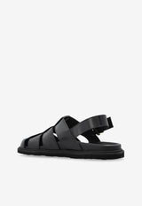 Brushed Leather Cut-Out Sandals