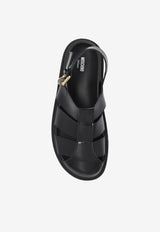 Brushed Leather Cut-Out Sandals