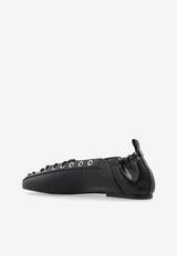 Ganni Lace-Up Leather Ballet Flats S2914 4929-099