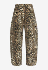 Leopard Print Curved-Leg Pants