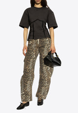 Leopard Print Curved-Leg Pants
