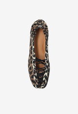 Leopard Print Lace-Up Ballet Flats