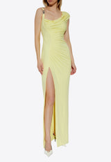 Versace Medusa '95 Draped Maxi Gown Yellow 1014127 1A14475-1Y970