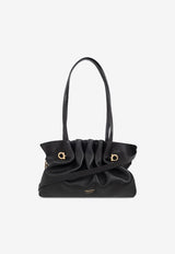 Ferragamo Small Pierc Gathered Leather Shoulder Bag Black 219959 SH PIERC S 783294-NERO