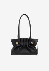 Ferragamo Small Pierc Gathered Leather Shoulder Bag Black 219959 SH PIERC S 783294-NERO