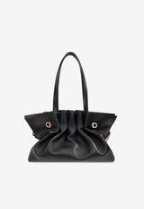 Ferragamo Medium Pierc Leather Shoulder Bag Black 219960 SH PIERC M 783286-NERO