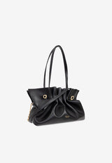 Ferragamo Medium Pierc Leather Shoulder Bag Black 219960 SH PIERC M 783286-NERO