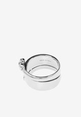 Alexander McQueen Twin Skull Ring in Antique Silver Silver 823324 J161N-0446