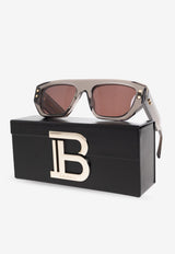 Balmain B-Army II Rectangular Sunglasses Brown BPS-176C-54 0-0