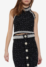 Tweed Halterneck Cropped Top