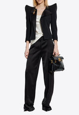 Cowl-Neck Draped Satin Top