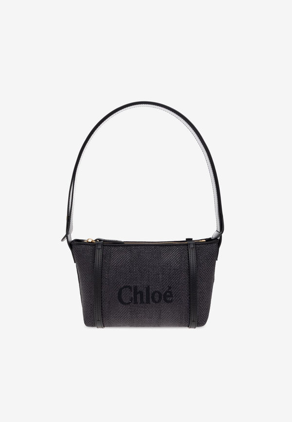 Chloè Logo Embroidered Woven-Raffia Shoulder Bag CH25UP566 P38-001