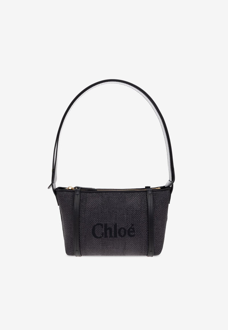 Chloè Logo Embroidered Woven-Raffia Shoulder Bag CH25UP566 P38-001