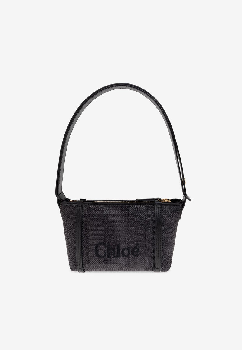 Chloè Logo Embroidered Woven-Raffia Shoulder Bag CH25UP566 P38-001